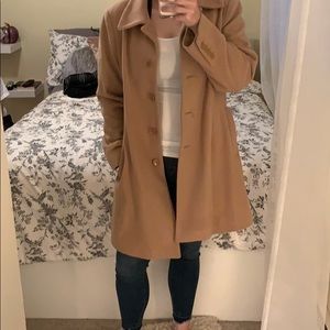 Long brown button up winter coat